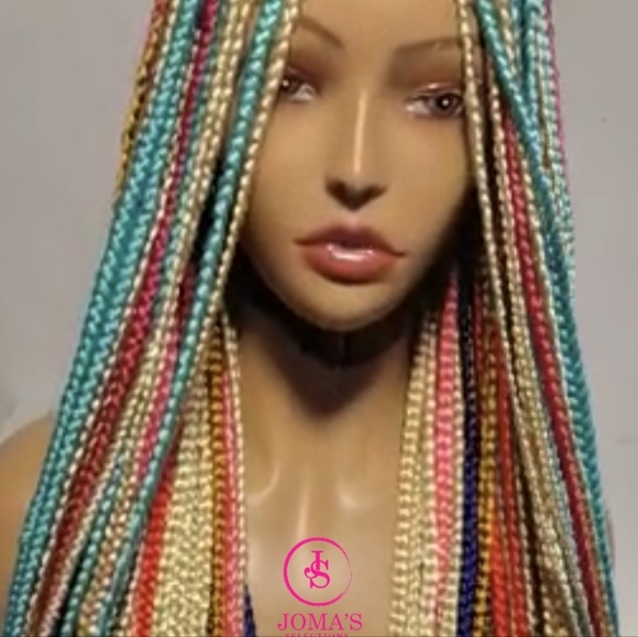 Multi color Rainbow braided wig - Picture 2 of 6